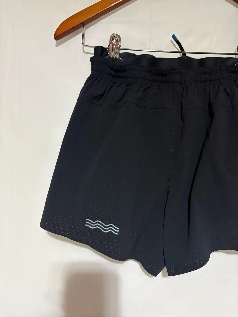 Janji Black Athletic Running Shorts with Blue Drawstring Tip